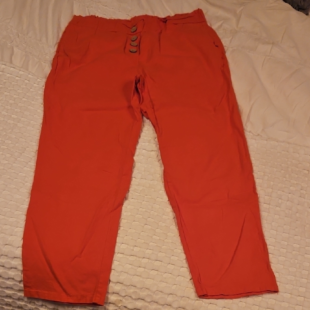 Womens Coral Cropped Pants Size Xl